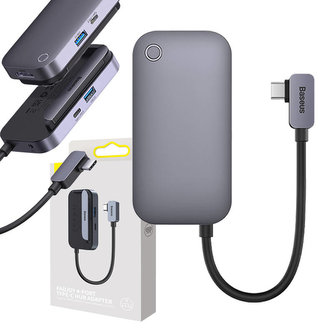 Rozbočovač 4v1 Baseus PadJoy Series USB-C na USB 3.0 + HDMI + USB-C PD + jack 3,5 mm (šedý) Rozbočovač 4v1 Baseus PadJoy Series USB-C na USB 3.0 + HDMI + USB-C PD + jack 3,5 mm (šedý)