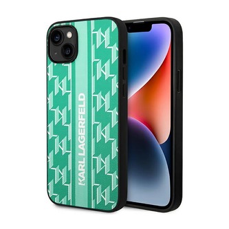Karl Lagerfeld Monogram Stripe - pouzdro pro iPhone 14 Plus (zelené)