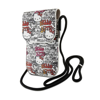 Hello Kitty Leather Tags Graffiti Cord - telefonní taška (béžová)