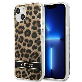 Guess Leopard Electro Stripe - kryt pro iPhone 13 mini (hnědý)