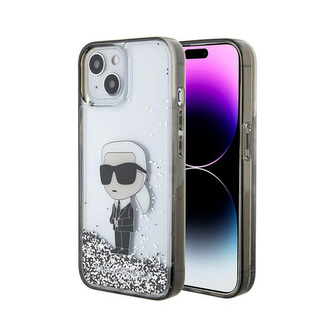 Karl Lagerfeld Liquid Glitter Ikonik - pouzdro pro iPhone 15 (průhledné)
