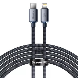 Baseus Crystal Shine Series kabel USB kabel pro rychlé nabíjení a přenos dat USB typu C - Lightning 20W 2m černý (CAJY000301)