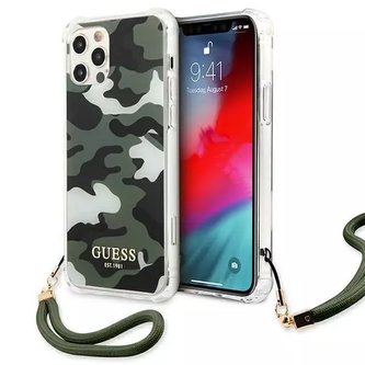 Guess GUHCP12LKSARKA iPhone 12 Pro Max 6,7" zelené / khaki pevné pouzdro Camo Collection