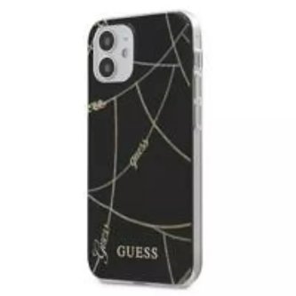 Guess GUHCP12SPCUCHBK iPhone 12 mini 5,4" černý/černý pevný obal Gold Chain Collection