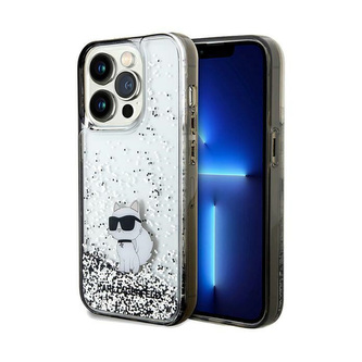 Karl Lagerfeld Liquid Glitter Choupette - pouzdro pro iPhone 14 Pro Max (průhledné)