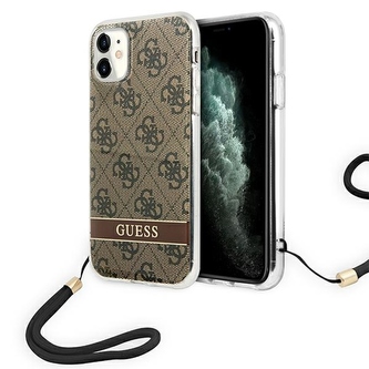 Guess 4G Print Cord - kryt pro iPhone 11 (hnědý)
