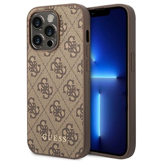 Guess 4G Metal Gold Logo  Case iPhone 14 Pro (Brown)