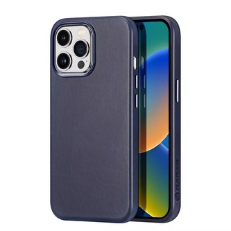 Dux Ducis Naples Case pro iPhone 14 Pro Max magnetické kožené pouzdro MagSafe modré