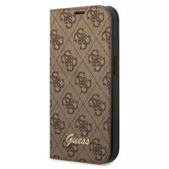 Pouzdro Guess GUBKP14SHG4SHW pro Apple iPhone 14 6.1" hnědá/hnědá kniha 4G Vintage Gold Logo