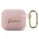 Guess GUA3SASMP kryt AirPods 3 růžový/růžový Saffiano Script Metal Collection