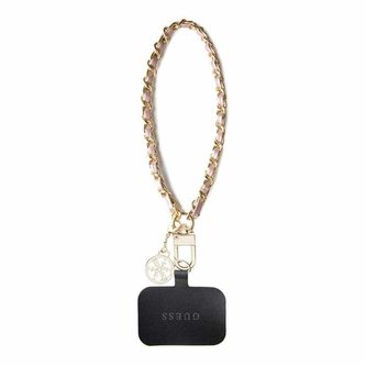 Guess Universal Hand Strap Saffiano Chain 4G Charm - univerzální řemínek na telefon (růžový)