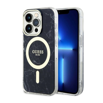 Guess Marble MagSafe - pouzdro pro iPhone 14 Pro (černé)