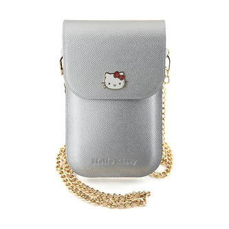 Hello Kitty Leather Metal Logo Chain - taška na telefon (stříbrná)
