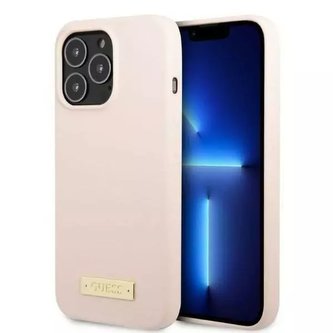 Etui Guess GUHMP13XSPLP pro Apple iPhone 13 Pro Max 6,7" różowy/růžové pevné pouzdro Silikonová deska s logem MagSafe