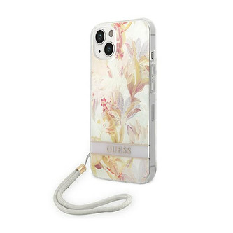 Guess Flower Cord - pouzdro pro iPhone 14 Plus (fialové)