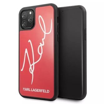 Karl Lagerfeld KLHCN65DLKSRE iPhone 11 Pro Max černý/červený pevný obal Signature Glitter
