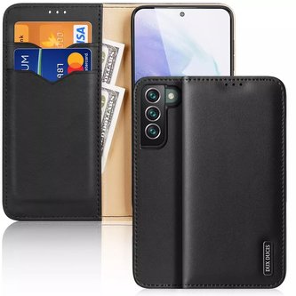 Dux Ducis Hivo Leather Flip Cover Originální kožená peněženka na karty a dokumenty Samsung Galaxy S22 (S22 Plus) černá