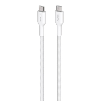 PURO Fabric - Odolný opletený kabel USB-C na USB-C 1,2 m (bílý)