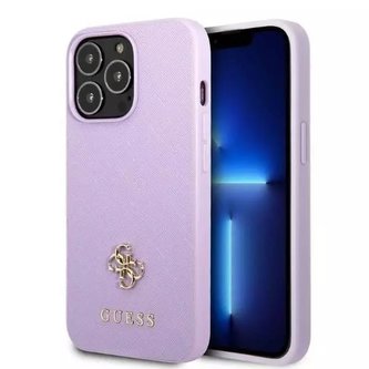 Etui Guess GUHCP13XPS4MU pro Apple iPhone 13 Pro Max 6,7" purpurový/fialový pevný obal Saffiano 4G malé kovové logo