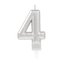 Świeczka cyferka 4 Sparkling Celebrations srebrna