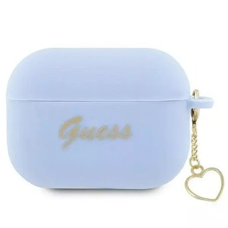 Guess GUAP2LSCHSB ochranné pouzdro na sluchátka pro Apple AirPods Pro 2 kryt modrý/modrý Silicone Charm Heart Collection