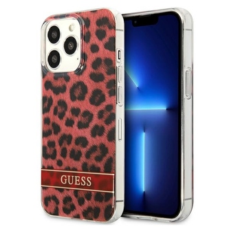 Guess Leopard Electro Stripe - kryt pro iPhone 13 Pro (červený)