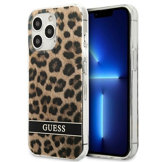 Guess Leopard Electro Stripe - kryt pro iPhone 13 Pro (hnědý)