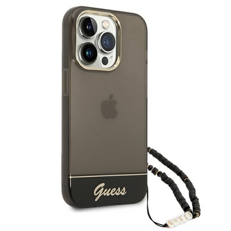 Guess Translucent Pearl Strap - pouzdro pro iPhone 14 Pro (černé)