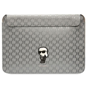 Karl Lagerfeld NFT Saffiano Monogram Ikonik Karl Sleeve - pouzdro na 14" notebook (stříbrné)