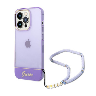 Guess Translucent Pearl Strap - pouzdro pro iPhone 14 Pro Max (fialové)