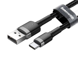 Baseus Kabel Cafule USB-C 3A 50cm šedá černá