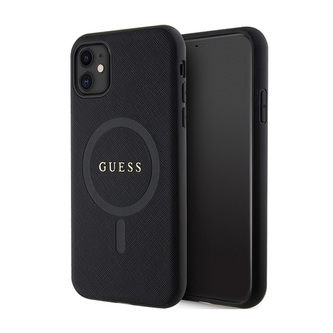 Guess Saffiano MagSafe - pouzdro pro iPhone 11 (černé)