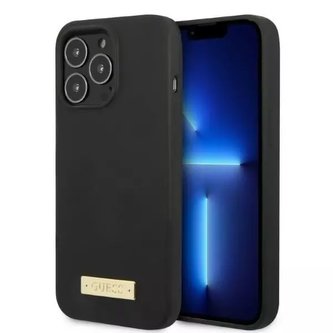 Etui Guess GUHMP13XSPLK do Apple iPhone 13 Pro Max 6,7" černé/černé pevné pouzdro Silikonová deska s logem MagSafe