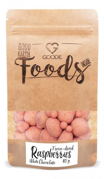 Lyofilizované maliny v bílé čokoládě 80 g