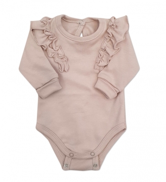 Rostoucí body dlouhý rukáv s volánky, bavlna, béžová, vel. 80/86; 80/86 (12-18m)