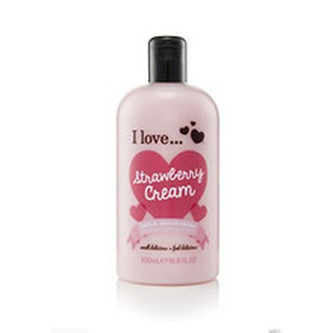 I Love Koupelový a sprchový krém s vůní jahodového krému (Strawberry Cream Bath & Shower Creme) 500 ml woman
