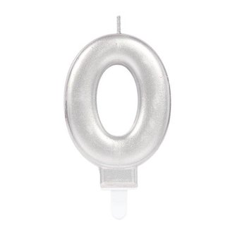 Świeczka cyferka 0 Sparkling Celebrations srebrna