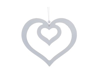 Závěs dřevo 200x175mm srdce, bílá