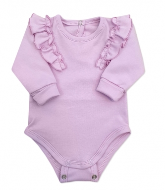 Rostoucí body dlouhý rukáv s volánky, bavlna, sweet lila, vel. 80/86; 80/86 (12-18m)