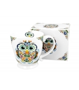 Porcelánový hrnek na stopce Owl Etno 480 ml v dárkové krabičce