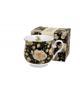 Porcelánový hrnek buclák na stopce English Roses Black 470 ml v krabičce