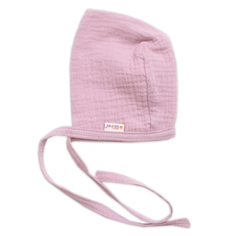 Mušelínová čepička na zavazování bonetka Girl, Hand Made, pudrová, růžová, vel. 56; 56 (1-2m)