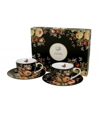 Porcelánový hrnek espresso s podtalířkem Warda 90 ml, sada 2 ks v dárkovém boxu