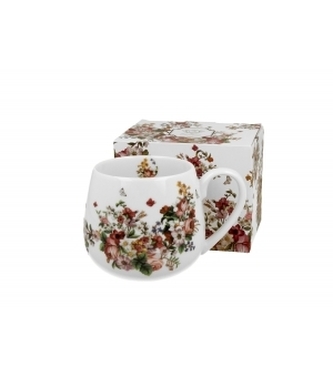 Porcelánový hrnek buclák Vintage Flower White 430 ml v dárkové krabičce