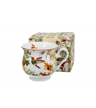 Porcelánový hrnek buclák na stopce Linnea 470 ml v dárkové krabičce