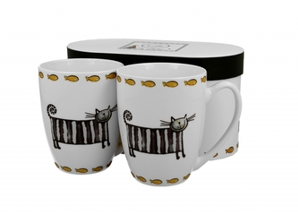 Porcelánový hrnek Classic cats 360 ml, sada 2 ks v dárkové krabičce