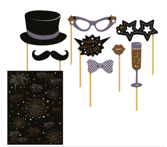 Slavnostní fotokoutek- 8 druhů doplňků s pozadím