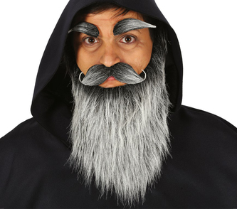 Dlouhý šedý vous s knírem