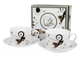 Porcelánový hrnek s podtalířkem Charming cats 250 ml, sada 2 ks v dárkovém boxu