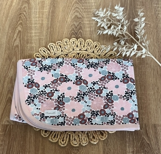 Dětská oboustranná bavlněná deka, Mamatti 80 x 90 cm, Květy, růžová s potiskem